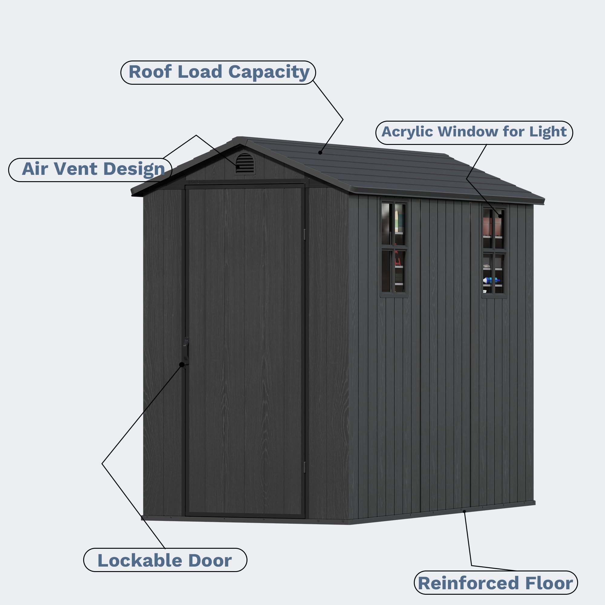Amazon.com : Devoko 4×8 FT Resin Outdoor Storage Shed, Garden Shed